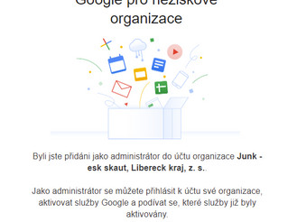 Ukázka: Registrace do programu Google pro neziskové organizace - potvrzení v mailu